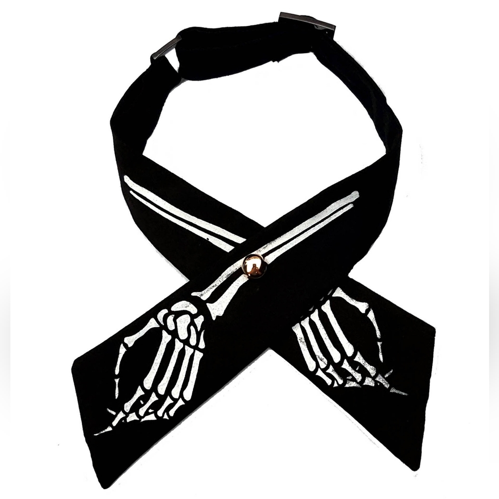 Screen printed Skeleton Cross over tie